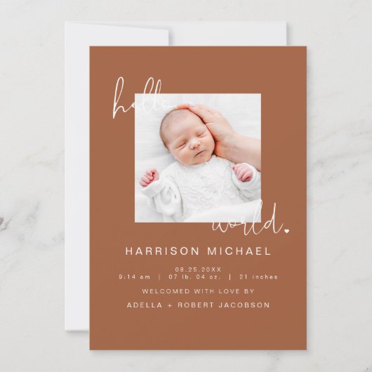 CORIANDER Boho Newborn One Foto Aankondiging (Voorkant)