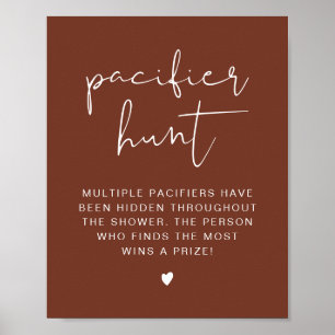 CORIANDER Boho Rust Pacifier Hunt Baby shower Game Poster