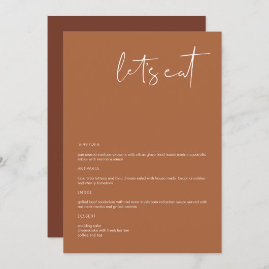 CORIANDER Boho Terracotta 5x7" Laten we het menu E (Voorkant / Achterkant)