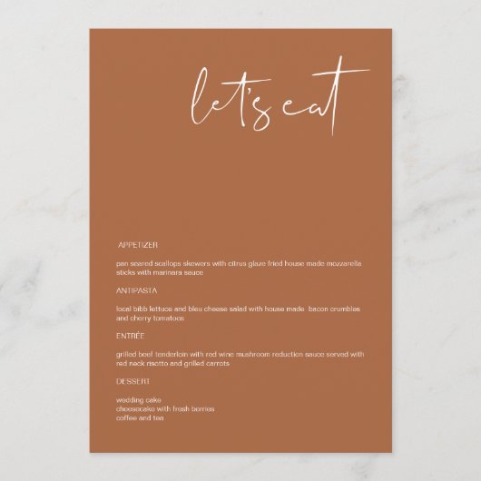 CORIANDER Boho Terracotta 5x7" Laten we het menu E (Voorkant)