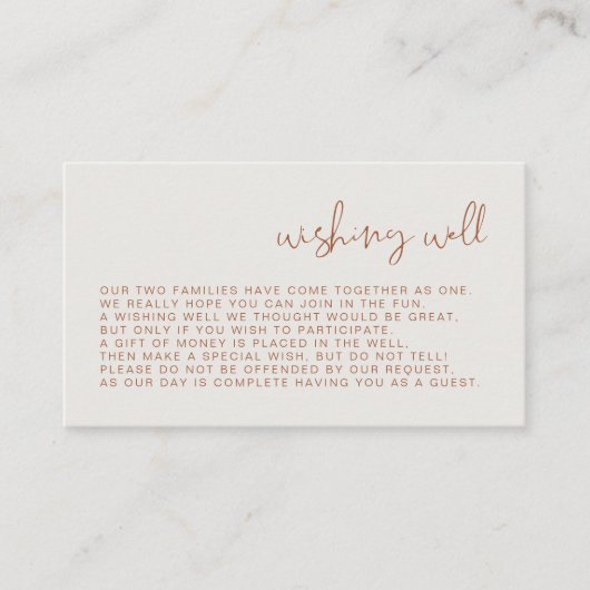CORIANDER Boho Terracotta Beige Wishing Well Card Informatiekaartje (Voorkant)