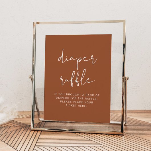 CORIANDER Boho Terracotta Diaper Raffle Game Sign Poster