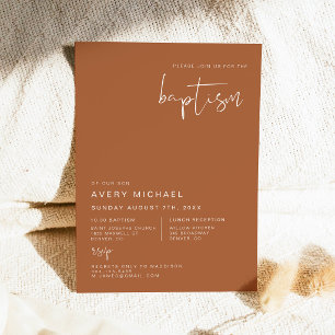 CORIANDER Boho Terracotta en Roestig Woestijn Doop Kaart