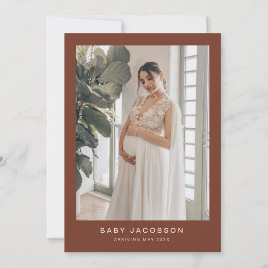 CORIANDER Boho Terracotta en Rust Baby shower Kaart (Achterkant)