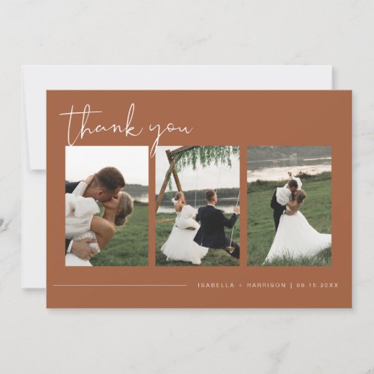 CORIANDER Boho Terracotta Foto Weddenschap Harteli Kaart (Voorkant)