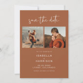 CORIANDER Boho Terracotta Photo Save the Date Kaart (Voorkant)