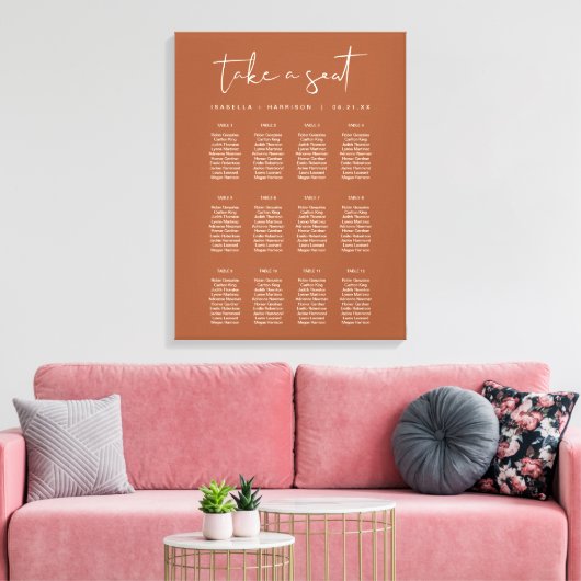 CORIANDER Boho Terracotta Rust Seast Chart Canvas Afdruk (Insitu (Woonkamer))