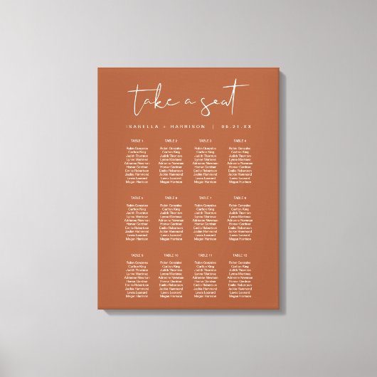 CORIANDER Boho Terracotta Rust Seast Chart Canvas Afdruk (Voorkant)