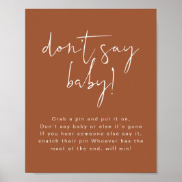 CORIANDER Boho Terracotta Zeg geen Baby-teken Poster