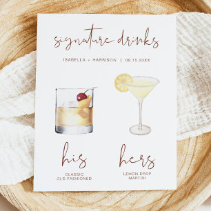 CORIANDER Boho Watercolor Cocktail Signature Drank Poster