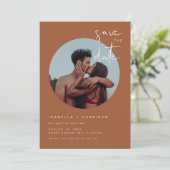 CORIANDER Burnt Oranje Terracotta Save the Date Kaart (Staand voorkant)