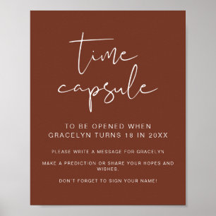 CORIANDER Rust Baby shower Time Capsule Sign Poster