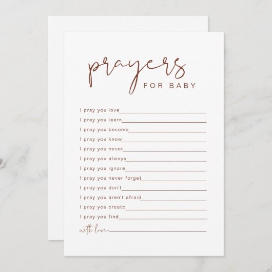 CORIANDER Rust Boho Prayers for Baby Card Kaart (Voorkant / Achterkant)