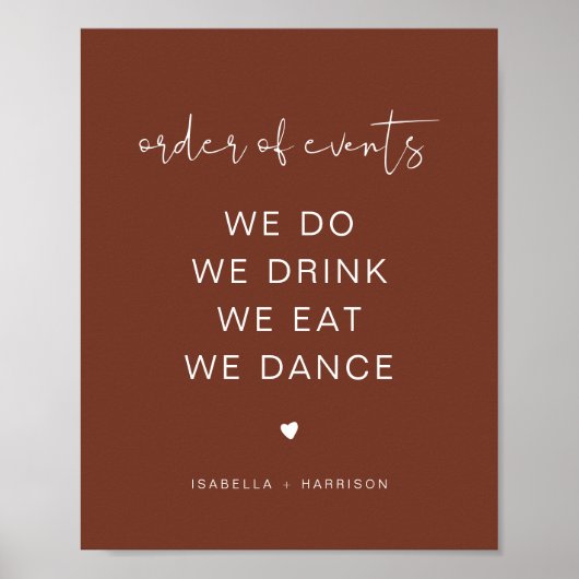 CORIANDER Rust Wedding Order of Events Poster (Voorkant)