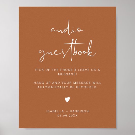 CORIANDER Terracotta Audio Guestbook Weddenschap Poster (Voorkant)