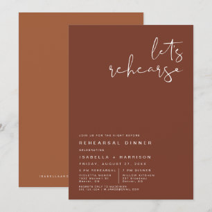 CORIANDER Terracotta en Rust Rehearsal Dinner Kaart