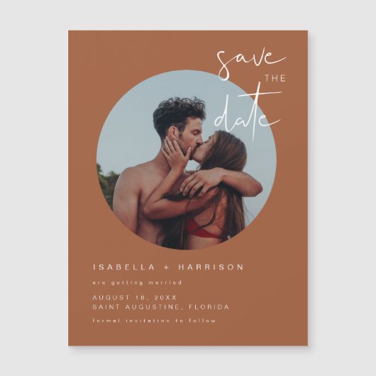 CORIANDER Terracotta Photo Save the Date Magnet (Voorkant)