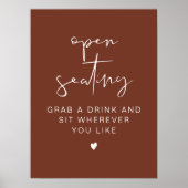 CORIANDER Terracotta Wedding Open Seating Sign Poster (Voorkant)
