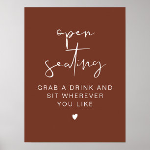 CORIANDER Terracotta Wedding Open Seating Sign Poster
