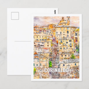 Corinaldo Italië Beroemde Reisplaats Waterverf Briefkaart