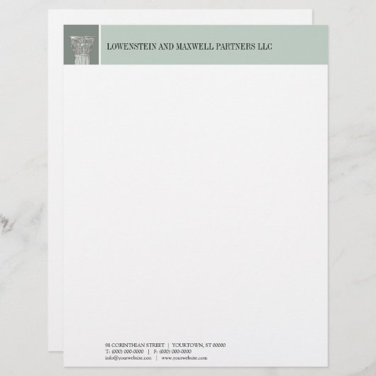 Corinthian Column Attorney Letterhead Briefhoofd (Voorkant / Achterkant)