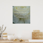 Corinthians 13:13 Bijbelverse witte rozenafdrukken Poster (Keuken)