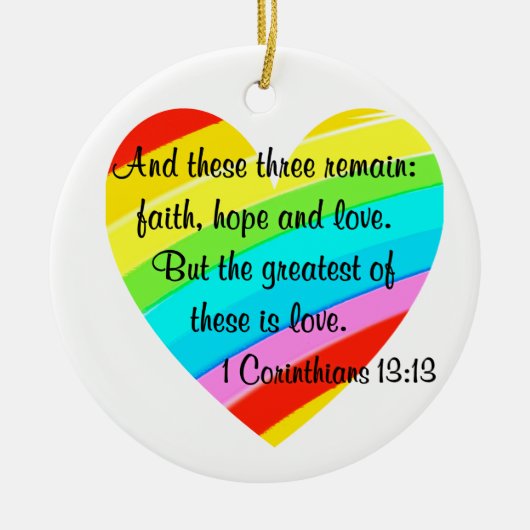  CORINTHIANS 13:13 RAINBOW HEART ONTWERP KERAMISCH ORNAMENT (Voorkant)