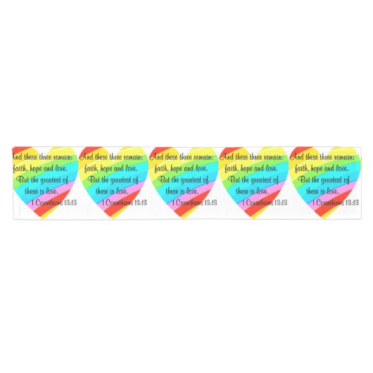 CORINTHIANS 13:13 RAINBOW HEART ONTWERP KORTE TAFELLOPER (Horizontaal)