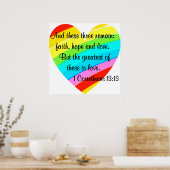CORINTHIANS 13:13 RAINBOW HEART ONTWERP POSTER (Keuken)