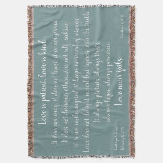 Corinthians, Love is Patient (voeg namen en datum  Deken (Voorkant Verticaal)