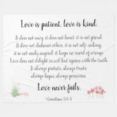 Corinthians Verse, Love is Patient (met poppies) Fleece Deken (Voorkant (Horizontaal))