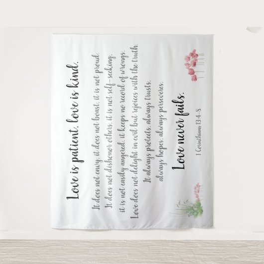 Corinthians Verse, Love is Patient (met poppies) Wandkleed (Voorkant)