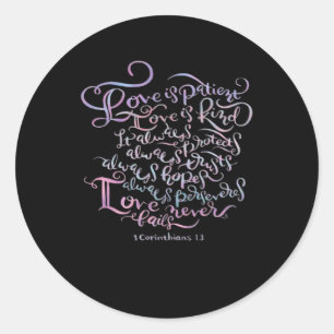 Corinthiërs Liefde Is Geduldig Liefde Is Vriendeli Ronde Sticker