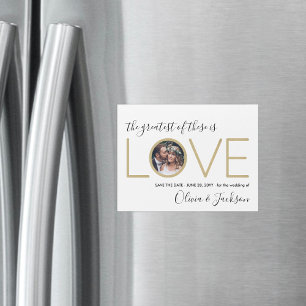 Corinthiërs Quote Liefde Foto Trouwen Opslagdatum  Magnetische Uitnodiging