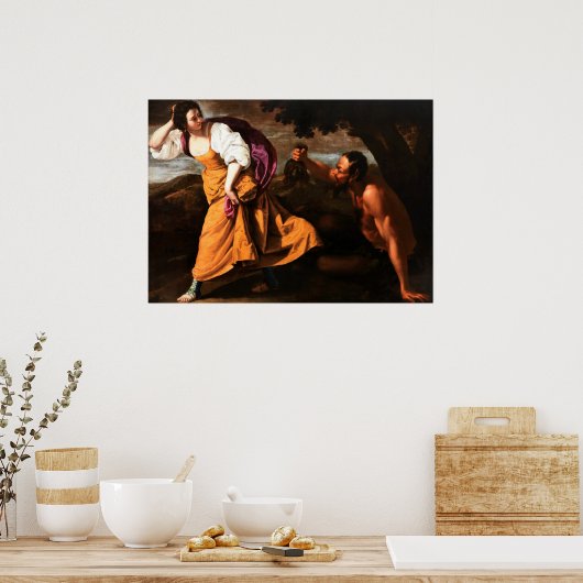 Corisca en de Satyr - Artemisa Gentileschi Poster (Keuken)