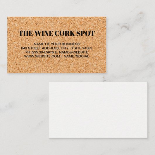 Cork Board Achtergrond Textuur Visitekaartje (Voorkant / Achterkant)