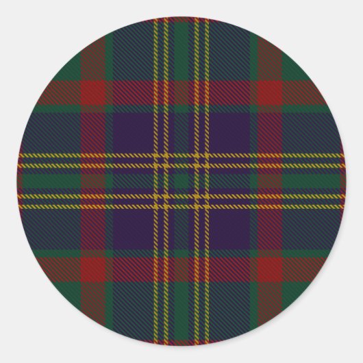 Cork County Irish Tartan Ronde Sticker (Voorkant)