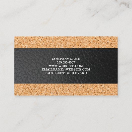 Cork en Leather Trim Accent Visitekaartje (Achterkant)