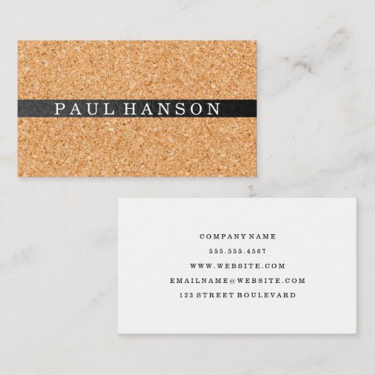 Cork en Leather Trim Accent Visitekaartje (Voorkant / Achterkant)