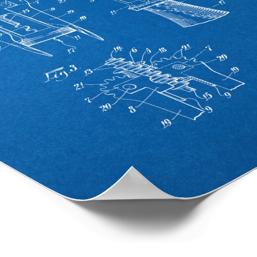 Cork Extractor Patent - Blauwdruk Poster (Hoek)