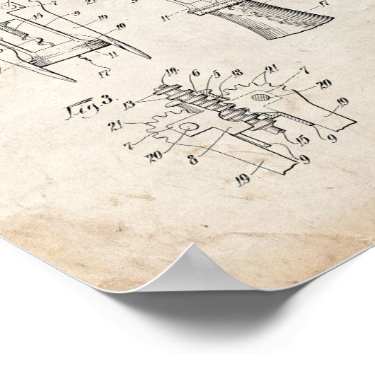 Cork Extractor patent - Oud uiterlijk Poster (Hoek)