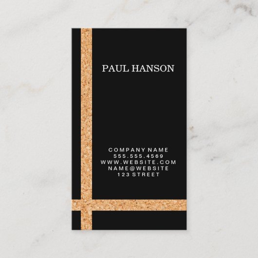 Cork Gestreept Accent / Zwart / Variatie Visitekaartje (Voorkant)