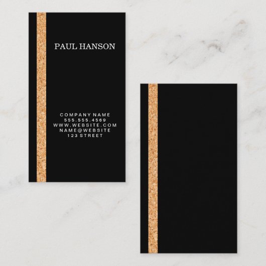 Cork Gestreepte Accent / Zwart Visitekaartje (Voorkant / Achterkant)