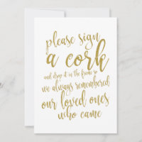 Cork Guest Book Affordable Gold Wedding Sign