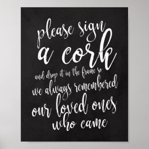 Cork Guest Book chalkboard bruiloft 8x10 Sign Poster