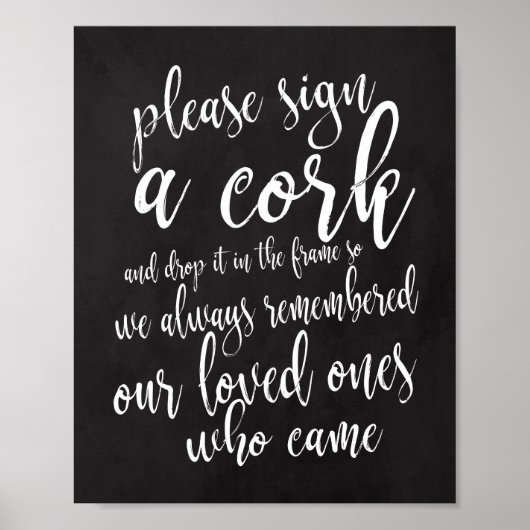Cork Guest Book chalkboard bruiloft 8x10 Sign Poster (Voorkant)