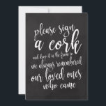 Cork Guest Book Chalkboard Weddenschap<br><div class="desc">Een elegant rand trouwbord, kenmerkt de tekst "te ondertekenen gelieve een kurk en het te laten vallen in het lijst zodat herinneren wij altijd onze dierbaren die"in een extraverte manuscriptdoopvont kwamen, voegt de borsteltextuur een spontaan en playful gevoel toe. De achtergrondkleur kan aan uw behoeften en voorkeuren worden aangepast. Neem...</div>
