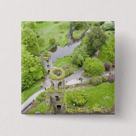 Cork, Ierland. Het beruchte Blarney Castle Vierkante Button 5,1 Cm (Voorkant)