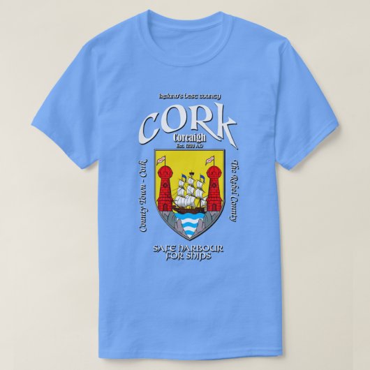 Cork Ierland Ierse Crest Wapenschild T-shirt (Design voorkant)