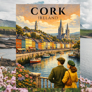 Cork Ierland Vintage Reis Havenboten Briefkaart